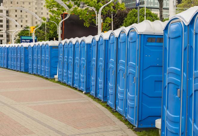 Seasonal porta potty units set up at a Mission, Texas venue