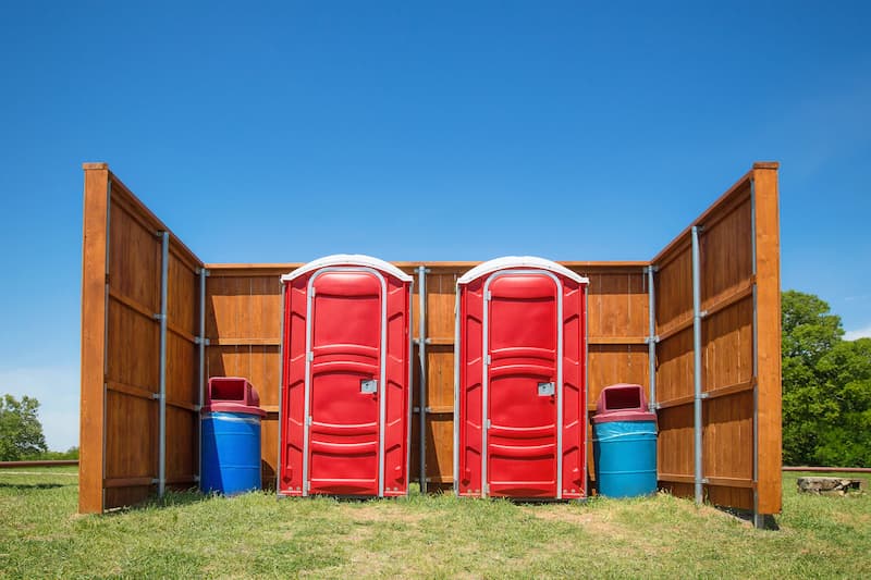 Short-term porta potty units staged for delivery in Mission, Texas